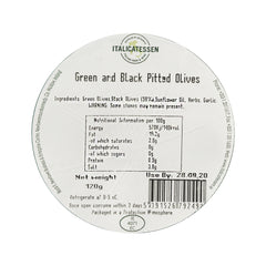 Guastalla Pitted Black & Green Olives - tub 120g