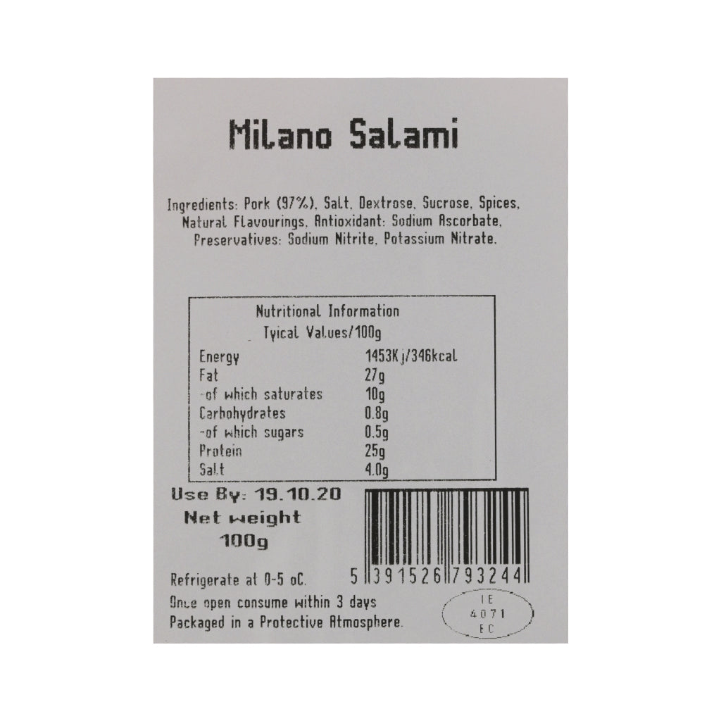 Guastalla Salame Milano 100g Sliced